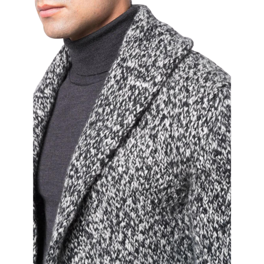 Cardigan BRIONI col châle cachemire soie gris noir