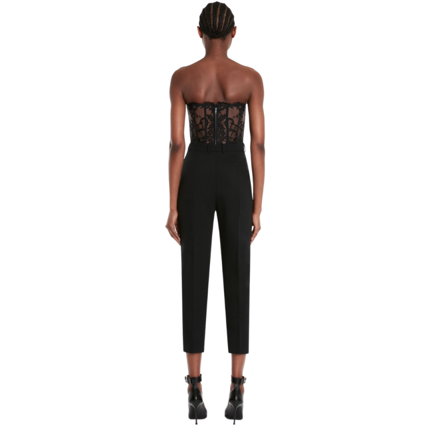 Pantalon cigarette ALEXANDER MCQUEEN taille haute crêpe viscose noir