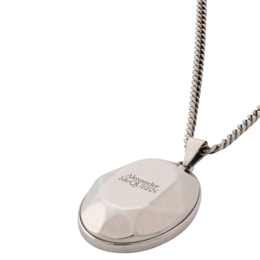 ALEXANDER MCQUEEN Collier pendentif The Faceted Stone laiton argent antique