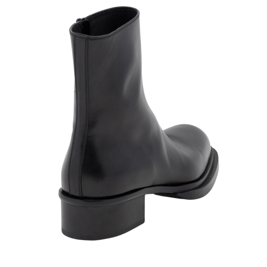 Bottines ALEXANDER MCQUEEN À Talon Cubain Rainuré cuir noir zip