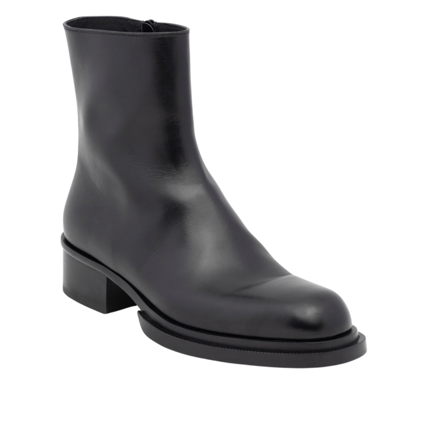 Bottines ALEXANDER MCQUEEN À Talon Cubain Rainuré cuir noir zip