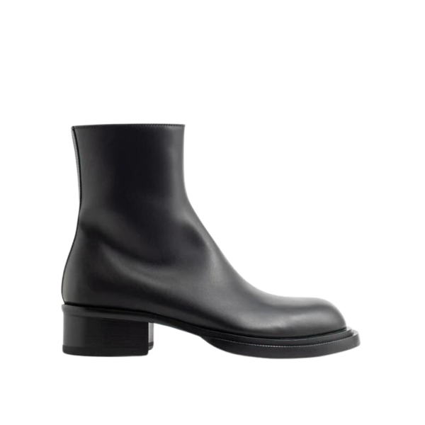 Bottines ALEXANDER MCQUEEN À Talon Cubain Rainuré cuir noir zip