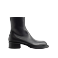 Bottines À Talon Cubain Rainuré cuir noir zip