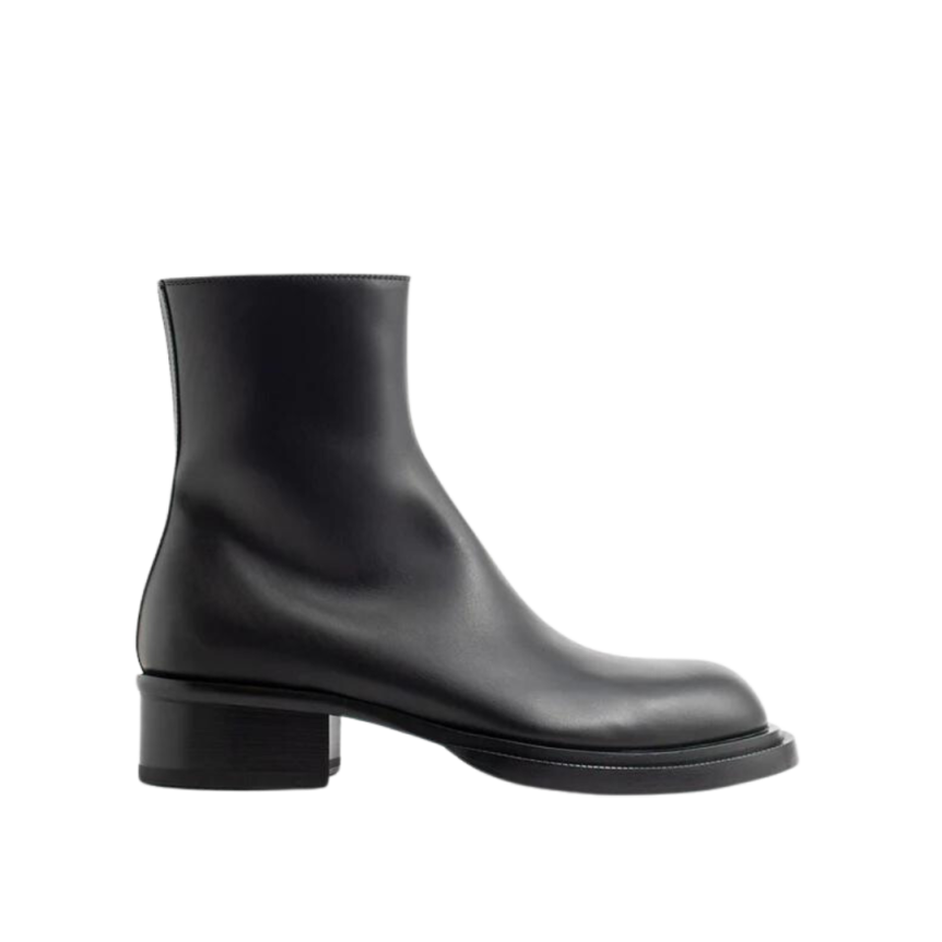 Bottines ALEXANDER MCQUEEN À Talon Cubain Rainuré cuir noir zip