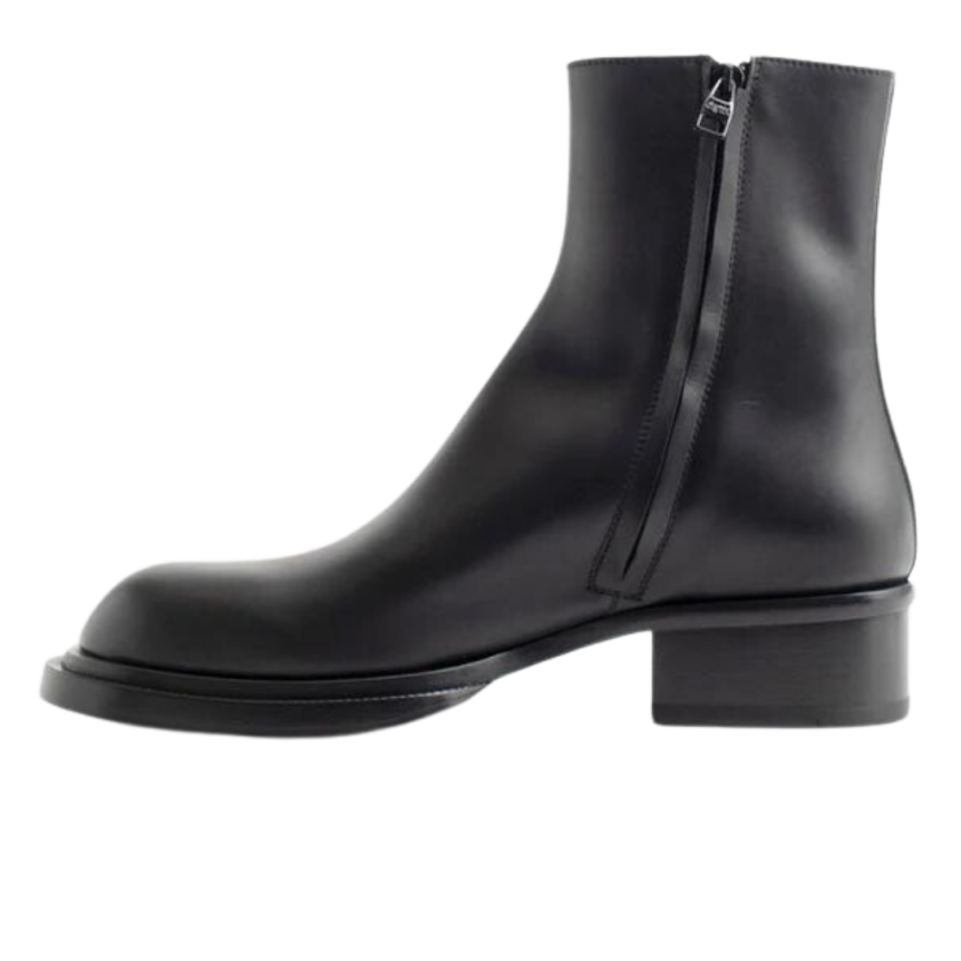 Bottines ALEXANDER MCQUEEN À Talon Cubain Rainuré cuir noir zip