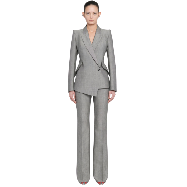 Pantalon tailleur ALEXANDER MC QUEEN bootcut laine mohair gris
