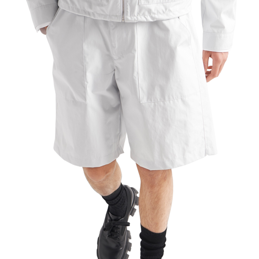 Bermuda Cargo PRADA Re-nylon blanc poche logo triangle métal