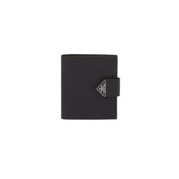 Portefeuille PRADA porte-cartes en cuir Saffiano noir