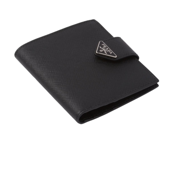 Portefeuille PRADA porte-cartes en cuir Saffiano noir