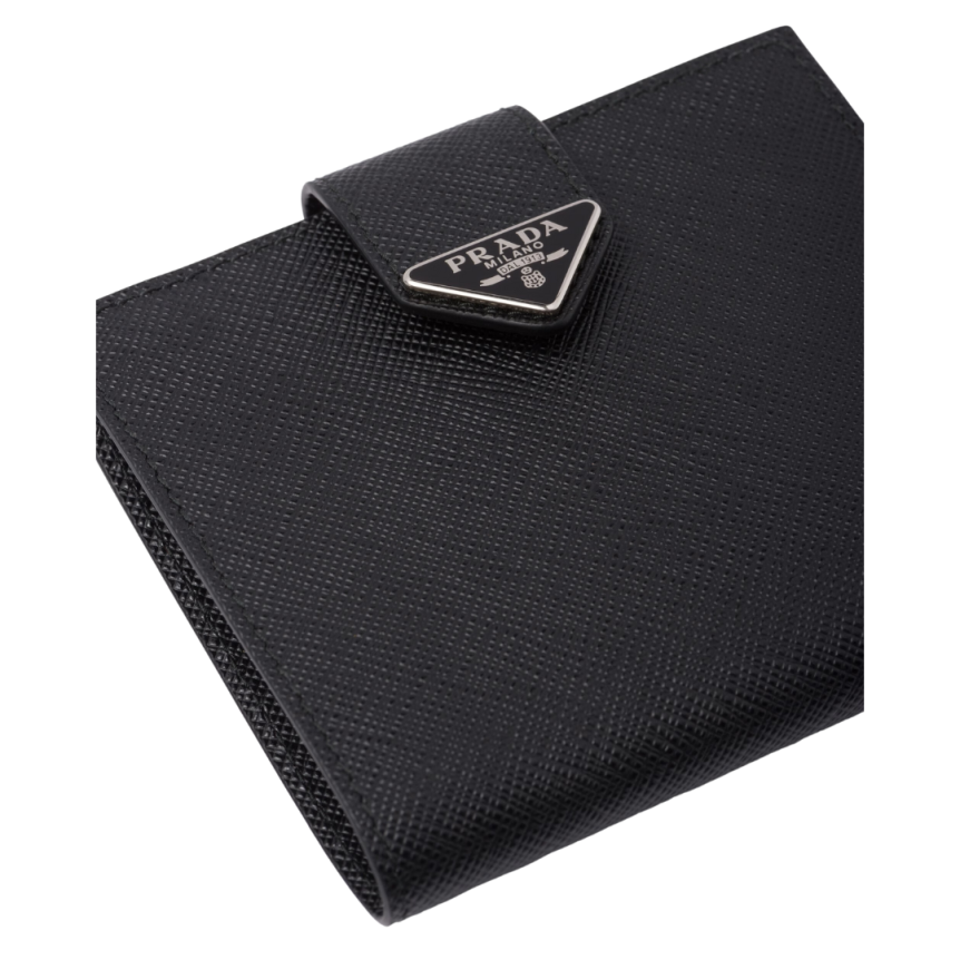 Portefeuille PRADA porte-cartes en cuir Saffiano noir