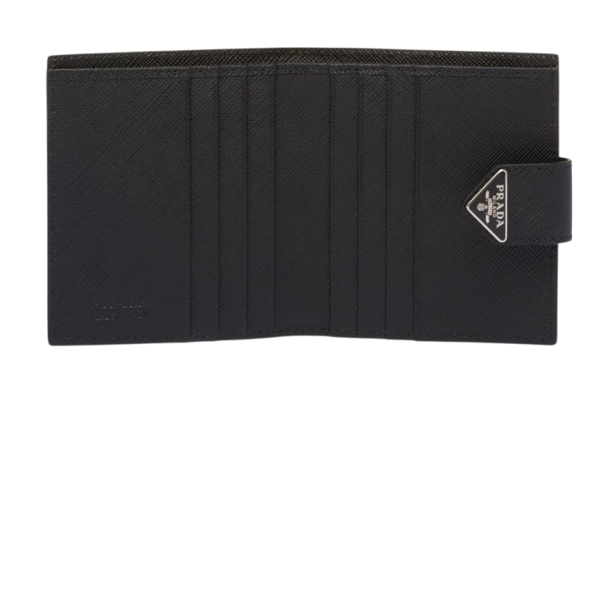 Portefeuille PRADA porte-cartes en cuir Saffiano noir
