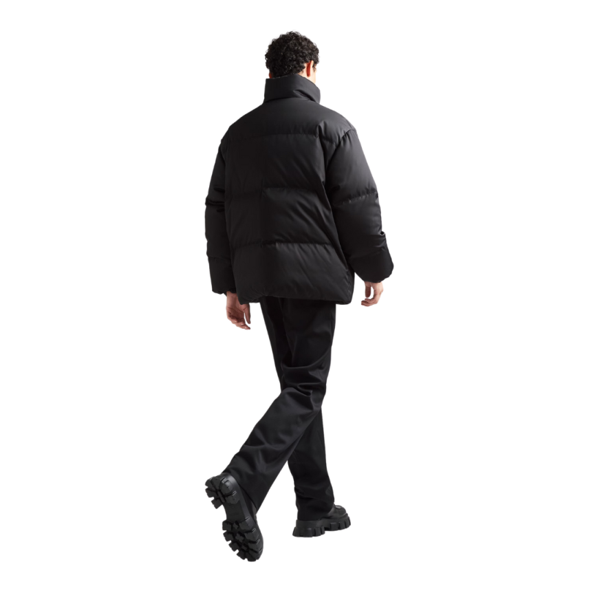 Doudoune PRADA Re nylon noir Logo triangle métal