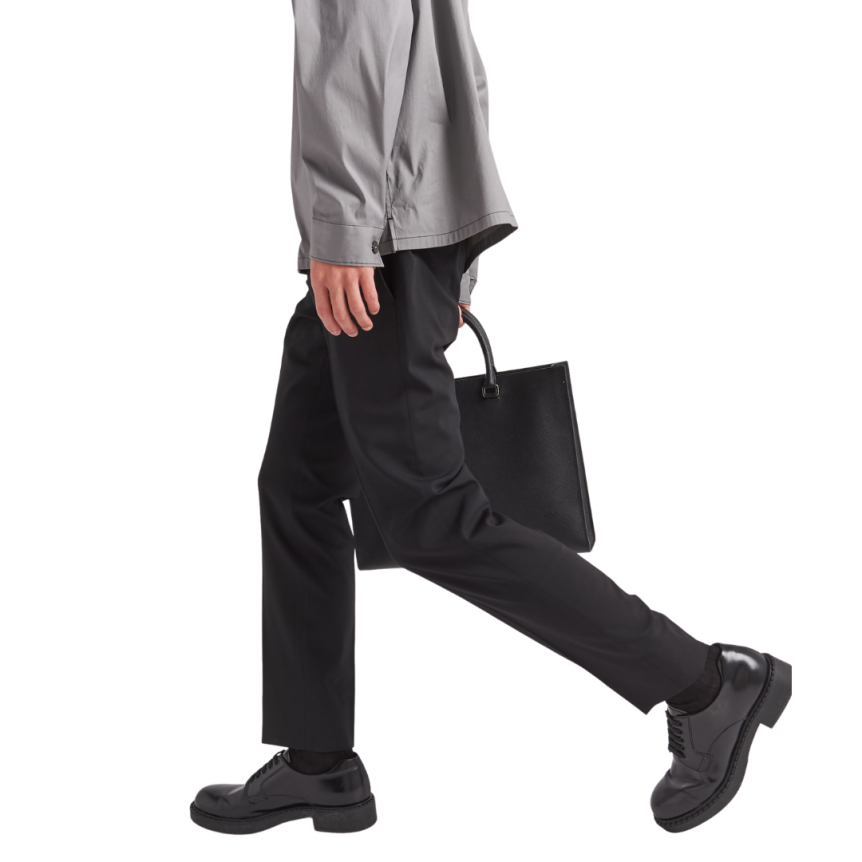 Pantalon PRADA laine stretch légère noire poche zippée