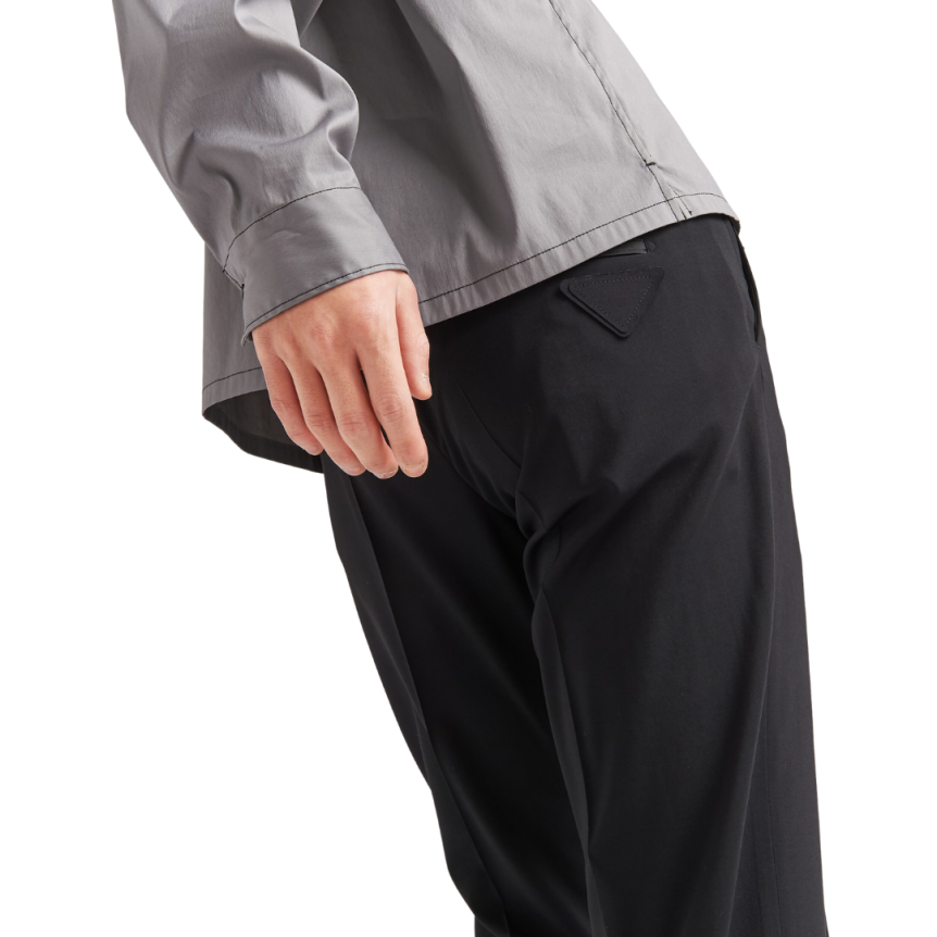 Pantalon PRADA laine stretch légère noire poche zippée