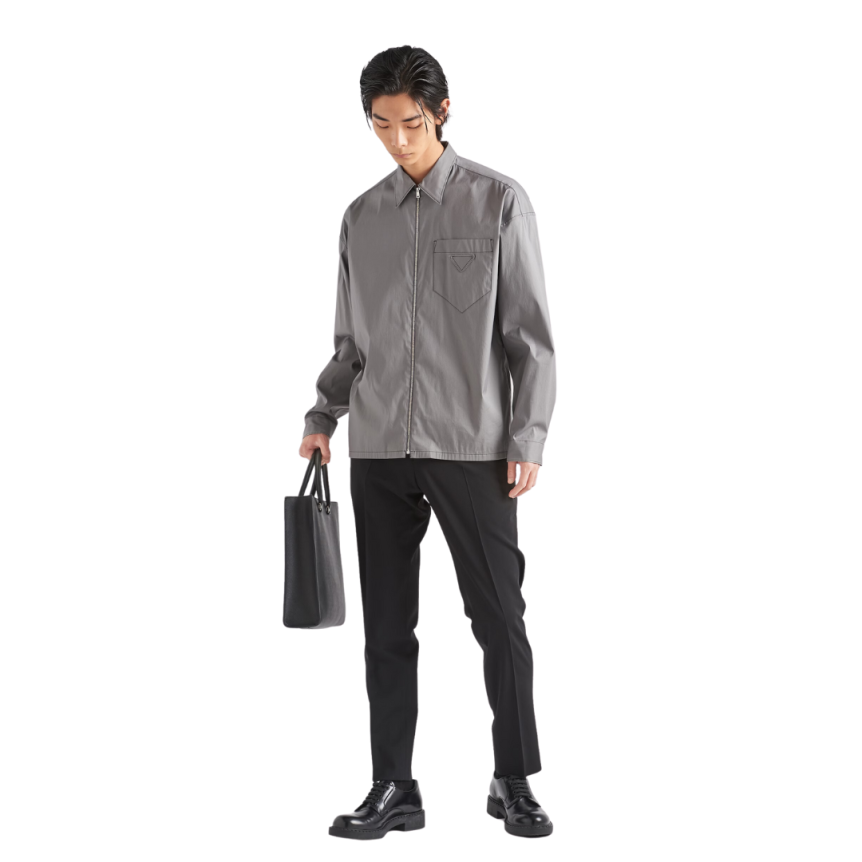 Pantalon PRADA laine stretch légère noire poche zippée