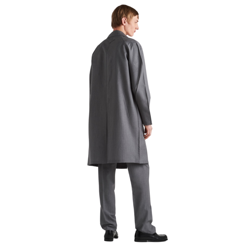 Pantalon PRADA laine mohair gris logo triangle