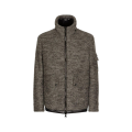 Veste zippée en laine tweed gris plaque logo DG
