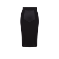 Jupe crayon empiècement satin noir