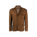 Veste blazer simple bouton droite cuir agneau marron
