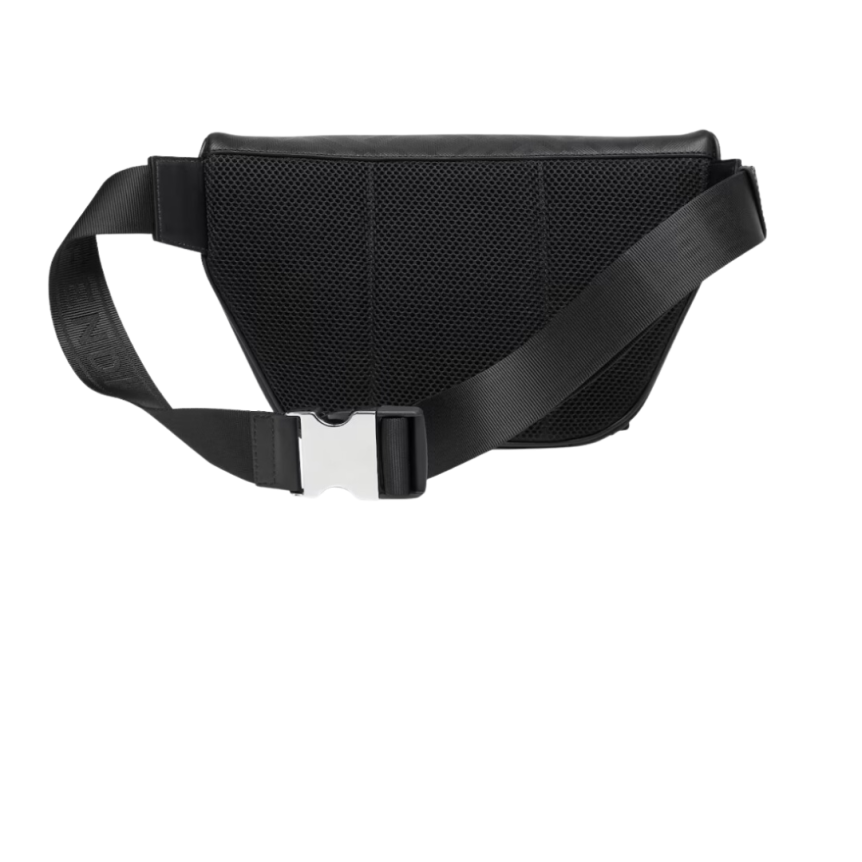 Sac banane cuir Fendi Shadow noir motif FF texture rayée