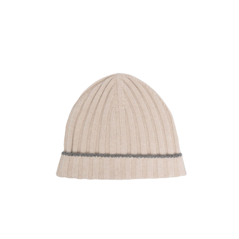 Bonnet beige cotelé gris