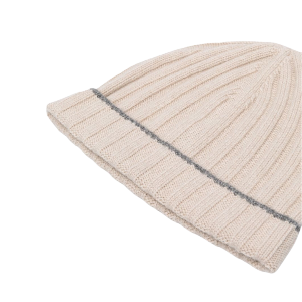 Bonnet cotelé beige gris Brunello Cucinelli