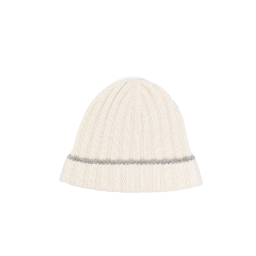 Bonnet blanc cassé Brunello Cucinelli cotelé gris