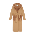 Manteau long beige col poches Vison