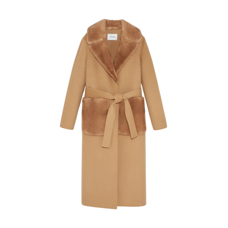 Manteau long beige col...