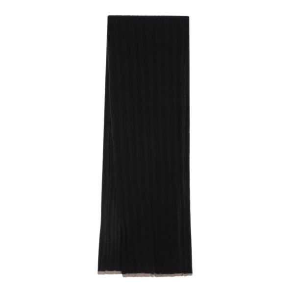 Echarpe noire cotelé beige Brunello Cucinelli