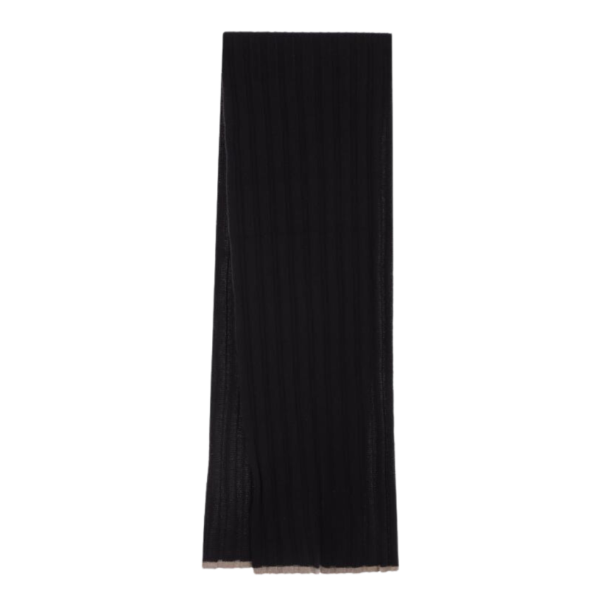 Echarpe noire cotelé beige Brunello Cucinelli