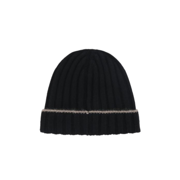 Bonnet côtélé noir Brunello Cucinelli