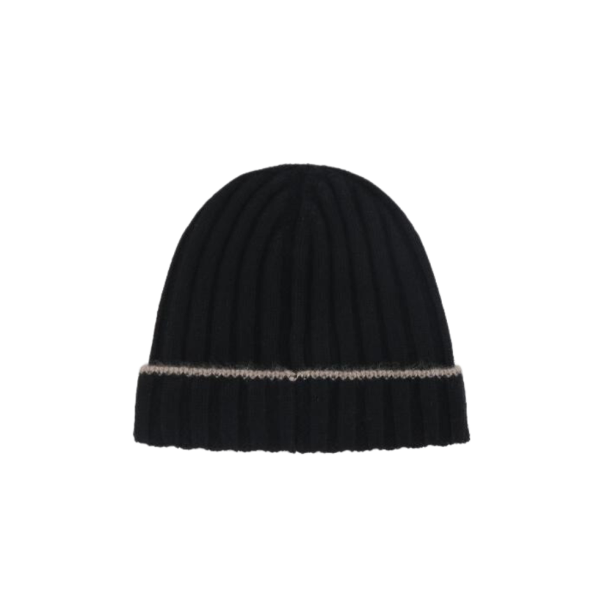 Bonnet côtélé noir Brunello Cucinelli