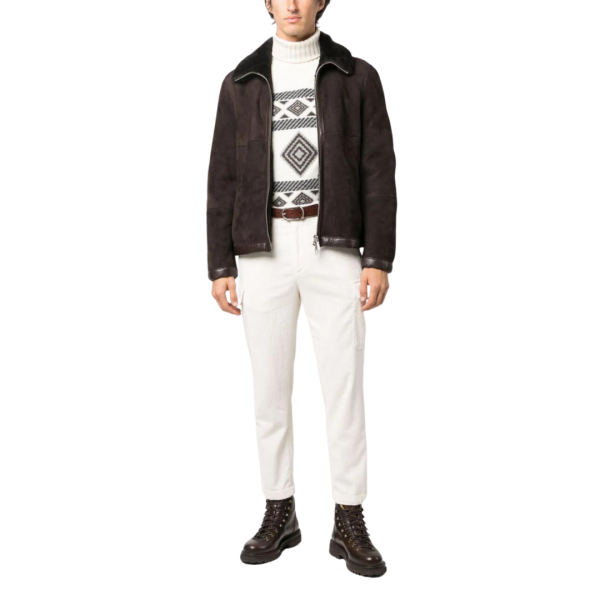 Pantalon cargo en velours côtelé blanc cassé Brunello Cucinelli