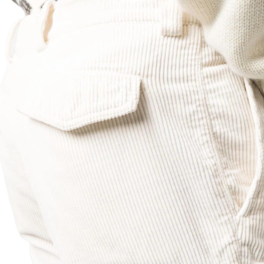 Pantalon cargo en velours côtelé blanc cassé Brunello Cucinelli