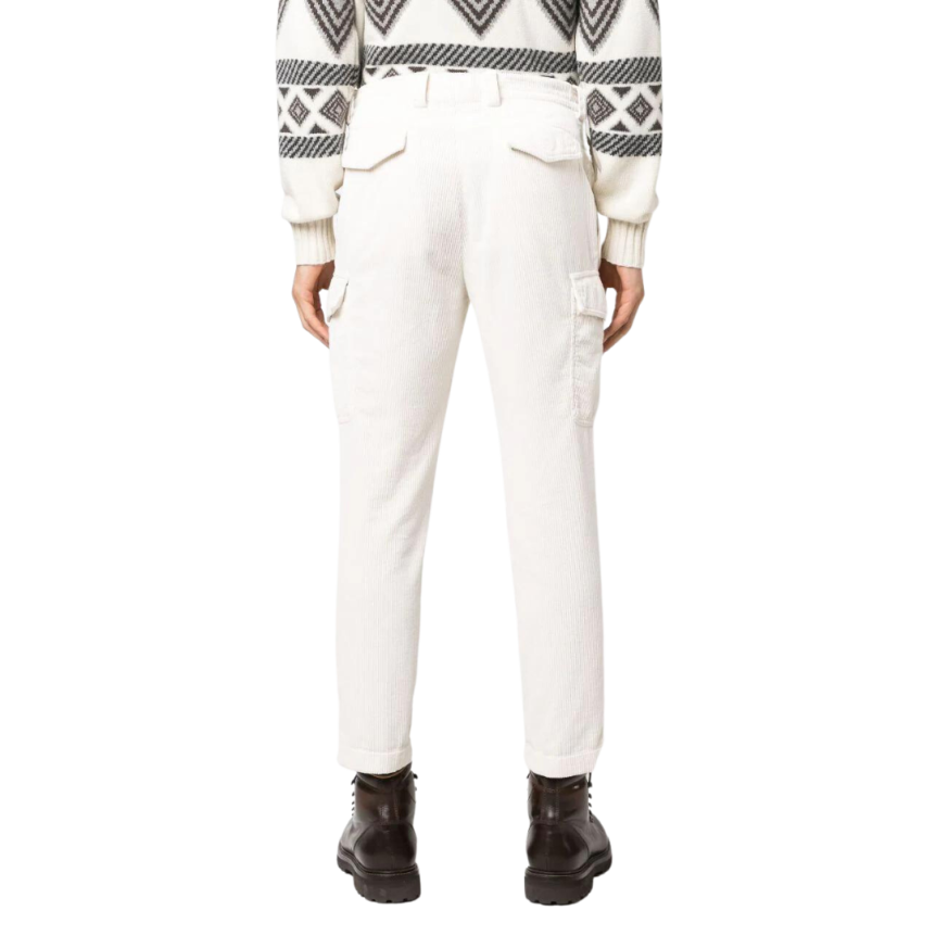 Pantalon cargo en velours côtelé blanc cassé Brunello Cucinelli