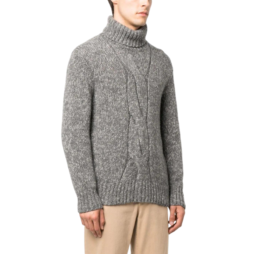 Col roulé torsades chiné gris Brunello Cucinelli
