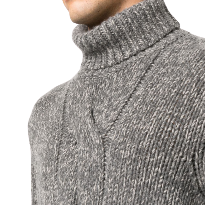 Col roulé torsades chiné gris Brunello Cucinelli