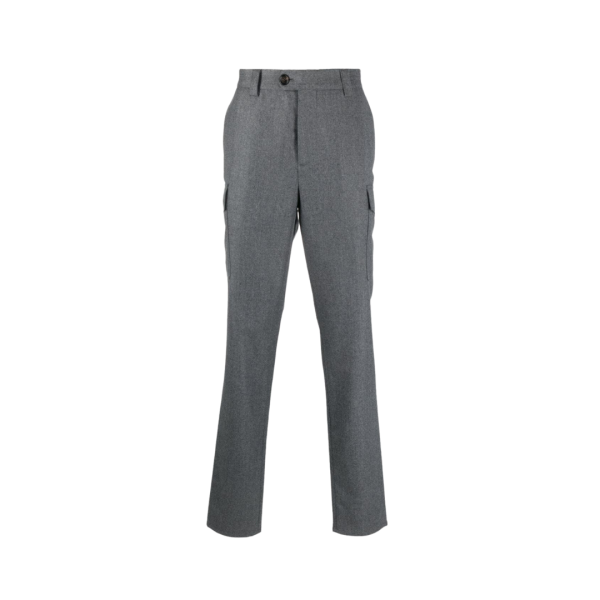 Pantalon cargo flanelle gris Brunello Cucinelli