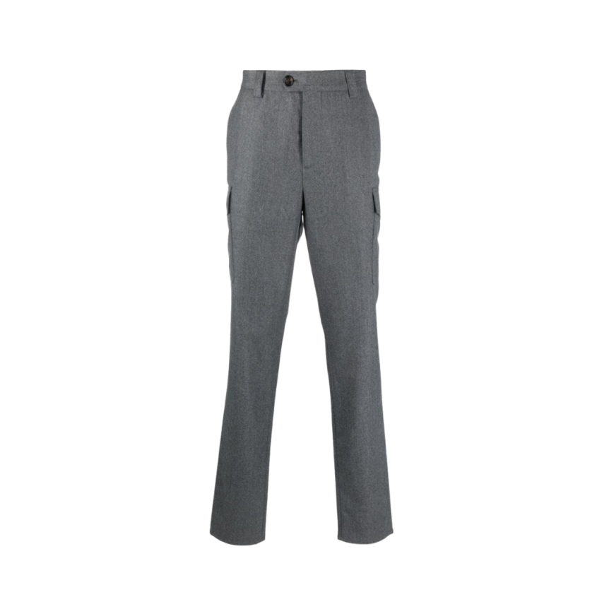 Pantalon cargo flanelle gris Brunello Cucinelli