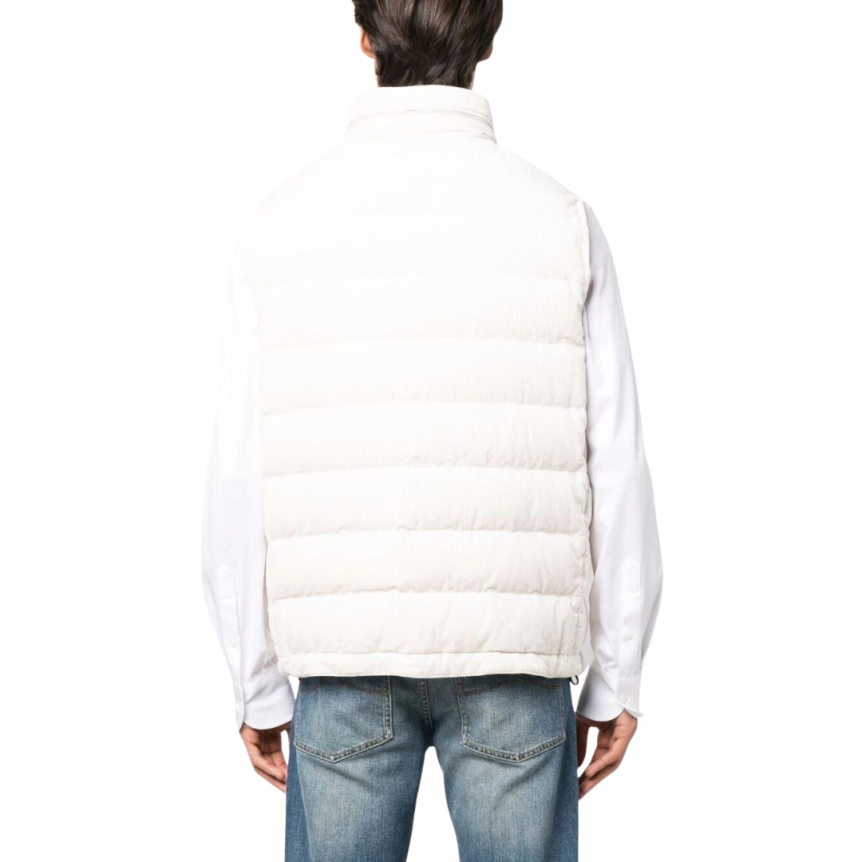 Gilet sans manches en velours blanc cassé Brunello Cucinelli