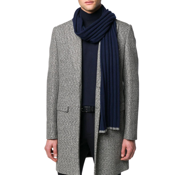 Echarpe Bleu Marine cotelé gris Brunello Cucinelli