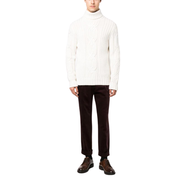 Col roulé torsades blanc cassé Brunello Cucinelli