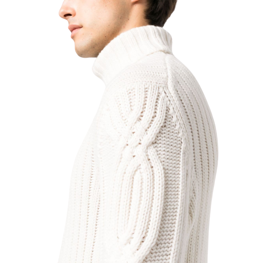 Col roulé torsades blanc cassé Brunello Cucinelli