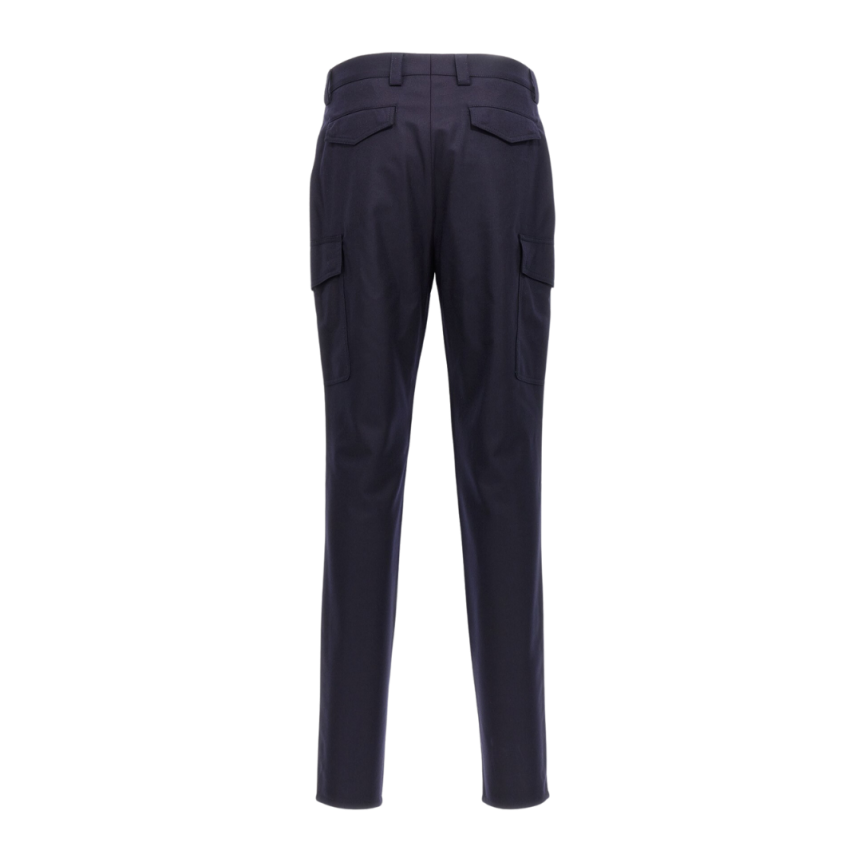 Pantalon cargo flanelle bleu marine Brunello Cucinelli