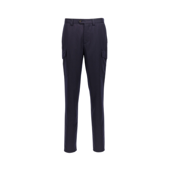 Pantalon cargo flanelle bleu marine Brunello Cucinelli