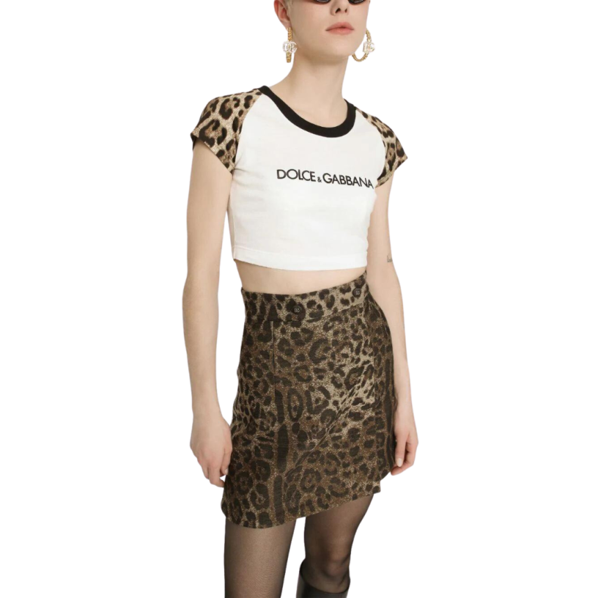 COURTE LEOPARD FENTE DEVANT