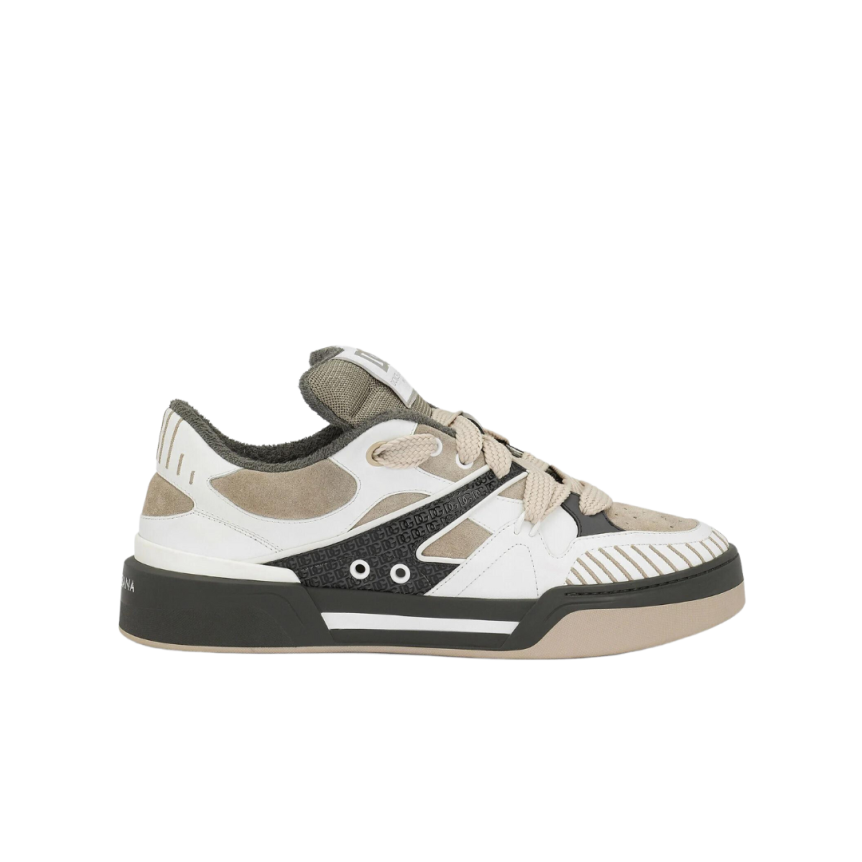 Baskets DOLCE & GABBANA  New Roma Cuir daim gris beige gros lacets