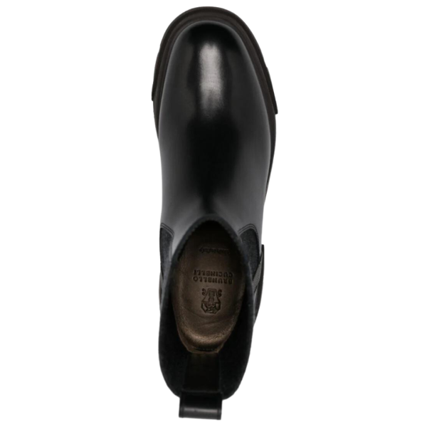 Bottines BRUNELLO CUCINELLI Chelsea cuir noir lisse semelle crantée