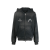 Sweat-shirt zippé capuche coton noir tache peinture gros logo dos
